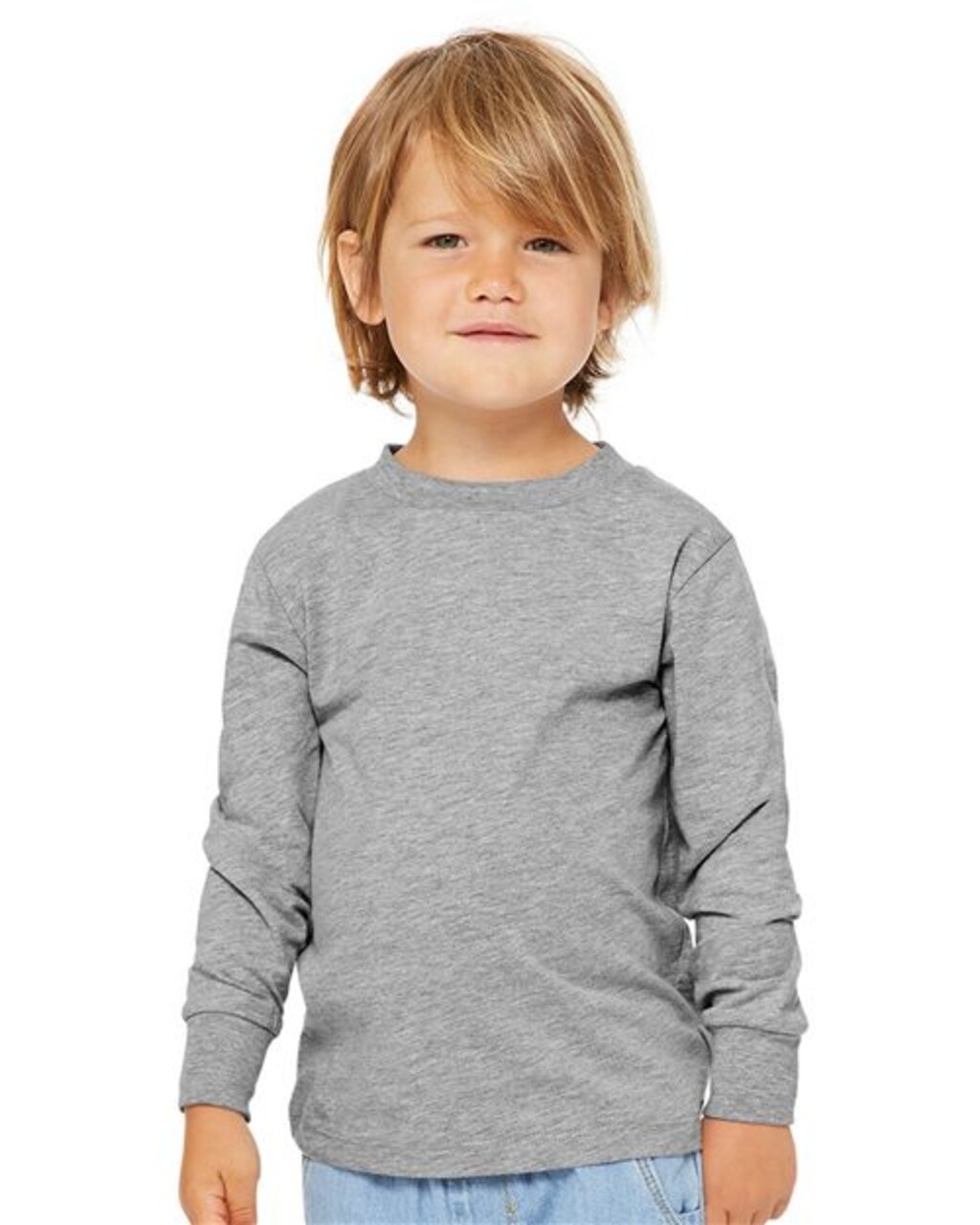BELLA+CANVAS Toddler Jersey Crewneck Long Sleeve T-Shirt Soft Cotton Kids Shirt Layering Wear Everyday Comfort